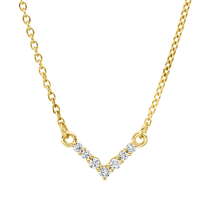 Collier 18 kt GG, Fassung rhodiniert, 7 Brill. 0,05 ct, TW-si