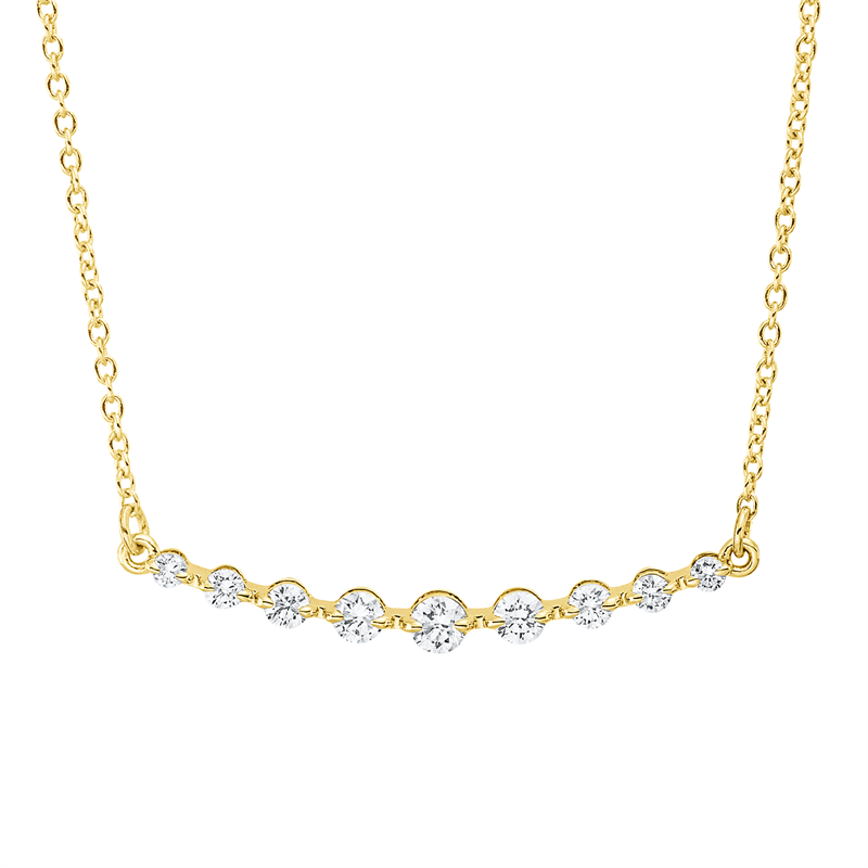 Collier 18 kt GG, Fassung rhodiniert, 9 Brill. 0,25 ct, TW-si