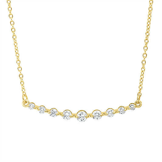 Collier 18 kt GG, Fassung rhodiniert, 9 Brill. 0,25 ct, TW-si