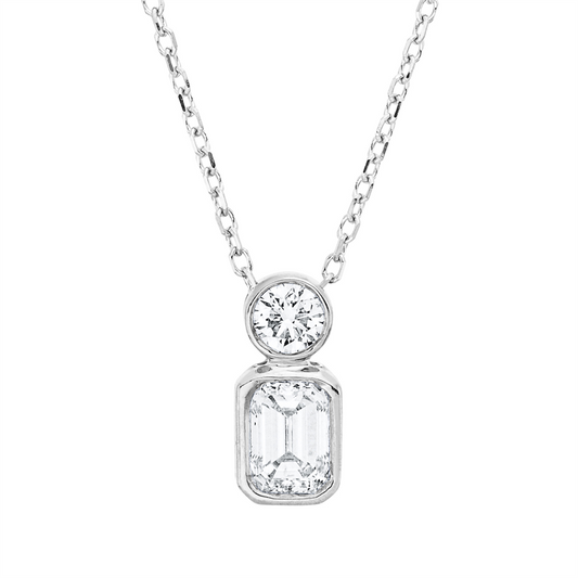 Collier 18 kt WG, mit ZÖ 40 cm + 42 cm, 1 Sm.schliff 0,38 ct, TW-si, 1 Brill. 0,10 ct, TW-si