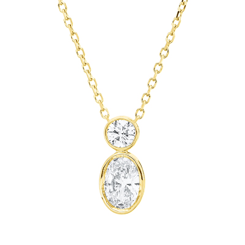 Collier 18 kt GG, mit ZÖ 40 cm + 42 cm, 1 Oval 0,39 ct, TW-si, 1 Brill. 0,10 ct, TW-si