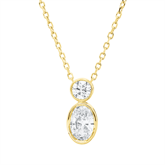 Collier 18 kt GG, mit ZÖ 40 cm + 42 cm, 1 Oval 0,39 ct, TW-si, 1 Brill. 0,10 ct, TW-si