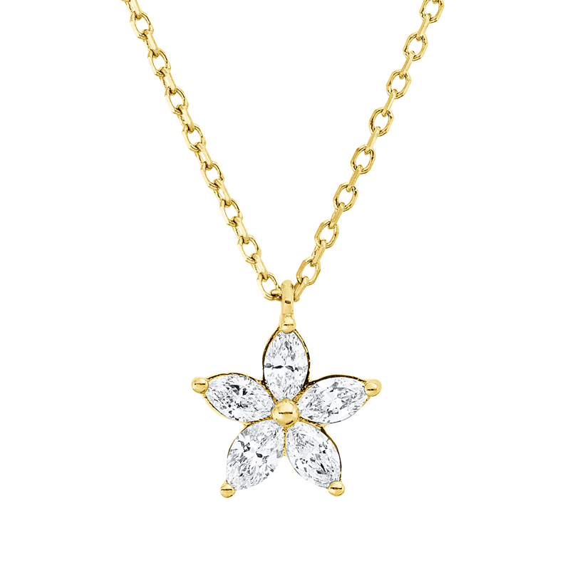 Collier 18 kt GG, mit ZÖ 40 cm + 42 cm, 5 Nav. 0,25 ct, TW-si