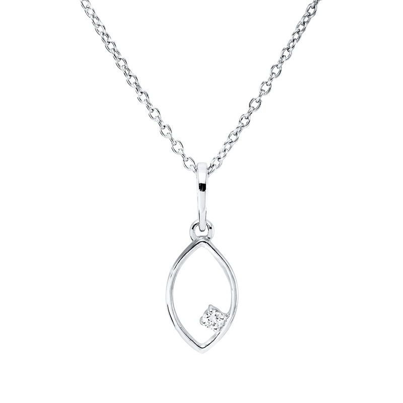 Collier 18 kt WG, mit ZÖ 40 cm, 42,5cm, 1 Brill. 0,02 ct, TW-si