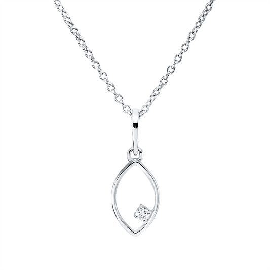 Collier 18 kt WG, mit ZÖ 40 cm, 42,5cm, 1 Brill. 0,02 ct, TW-si
