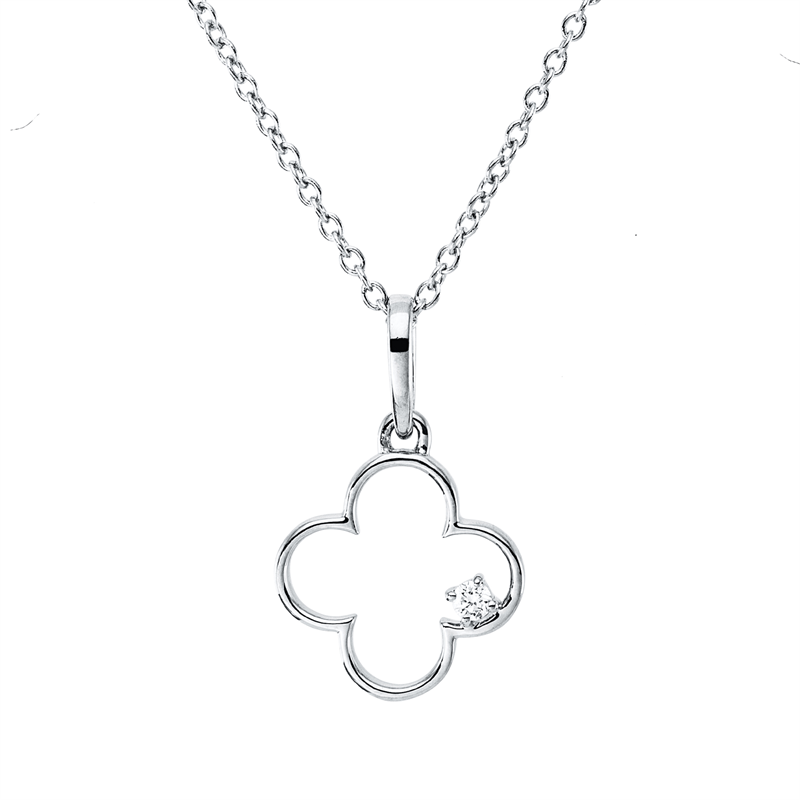 Collier 18 kt WG, mit ZÖ 40 cm, 42,5cm, 1 Brill. 0,02 ct, TW-si