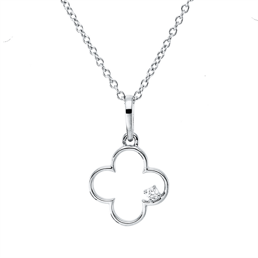 Collier 18 kt WG, mit ZÖ 40 cm, 42,5cm, 1 Brill. 0,02 ct, TW-si