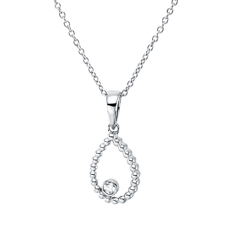 Collier 18 kt WG, mit ZÖ 40 cm, 42,5cm, 1 Brill. 0,03 ct, TW-si