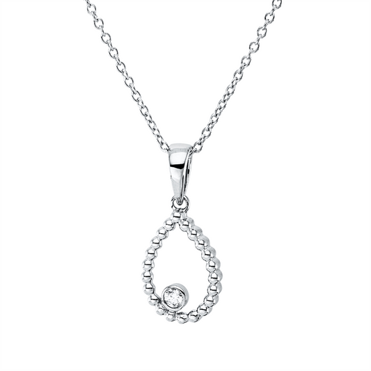 Collier 18 kt WG, mit ZÖ 40 cm, 42,5cm, 1 Brill. 0,03 ct, TW-si