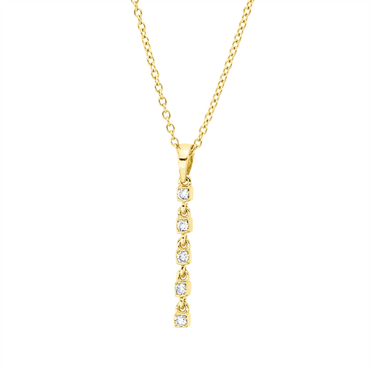 Collier 18 kt GG, mit ZÖ 40 cm, 42,5cm, 5 Brill. 0,07 ct, TW-si