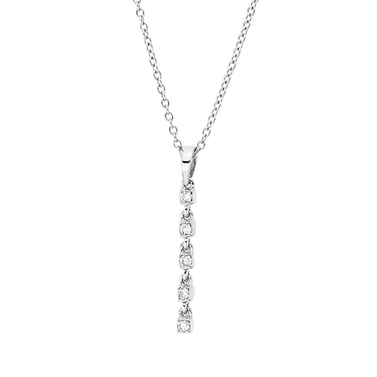 Collier 18 kt WG, mit ZÖ 40 cm, 42,5cm, 5 Brill. 0,07 ct, TW-si