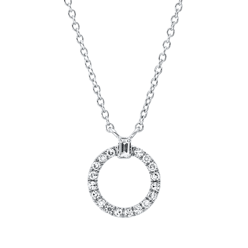 Collier 18 kt WG, mit ZÖ 40 cm, 42,5cm, 1 Bag. 0,02 ct, TW-si, 18 Dia. 0,09 ct, TW-si