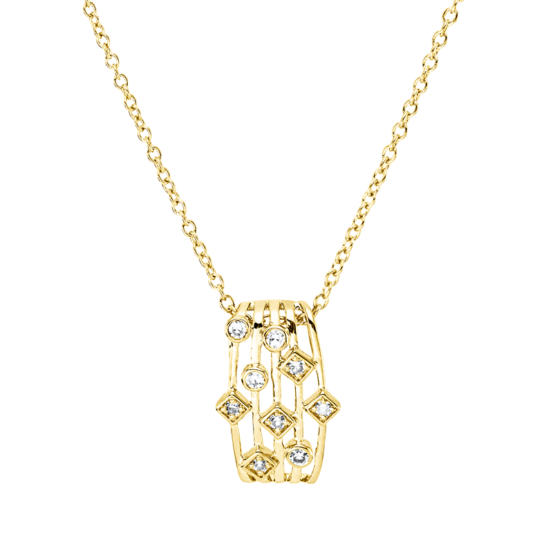 Collier 18 kt GG, mit ZÖ 40 cm, 42,5cm, 4 Dia. 0,02 ct, TW-si, 5 Dia. 0,04 ct, TW-si