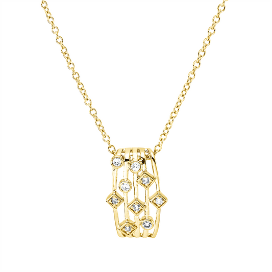 Collier 18 kt GG, mit ZÖ 40 cm, 42,5cm, 4 Dia. 0,02 ct, TW-si, 5 Dia. 0,04 ct, TW-si