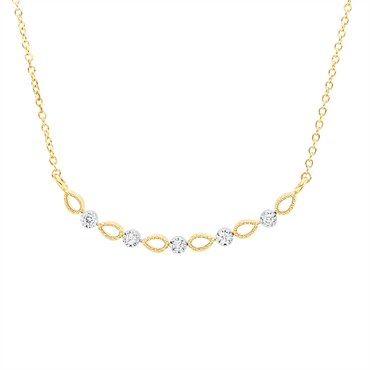 Collier 18 kt GG+WG, mit ZÖ 42,5 cm + 40,0 cm, 5 Brill. 0,05 ct, TW-si