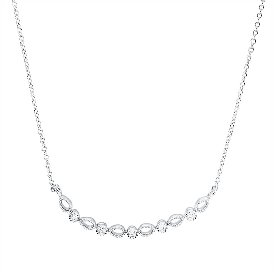 Collier 18 kt WG, mit ZÖ 40 cm, 42,5cm, 5 Brill. 0,05 ct, TW-si