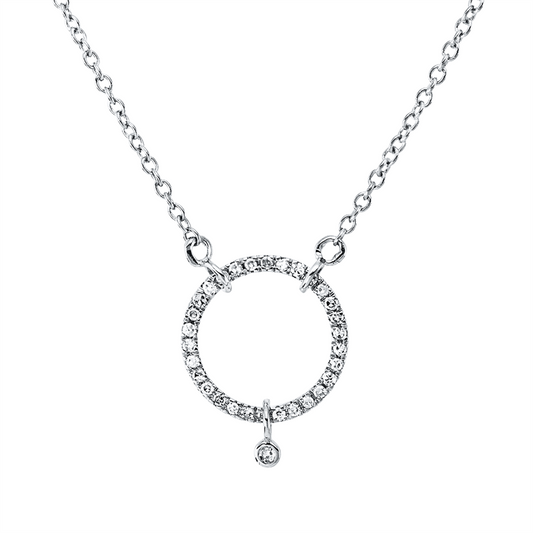 Collier 18 kt WG, mit ZÖ 40 cm, 42,5cm, 1 Dia. 0,01 ct, TW-si, 30 Dia. 0,12 ct, TW-si