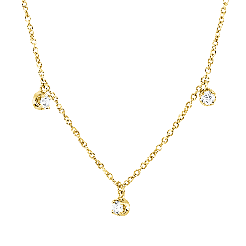 Collier 18 kt GG, mit ZÖ 40 cm, 42,5cm, 7 Brill. 0,49 ct, TW-si