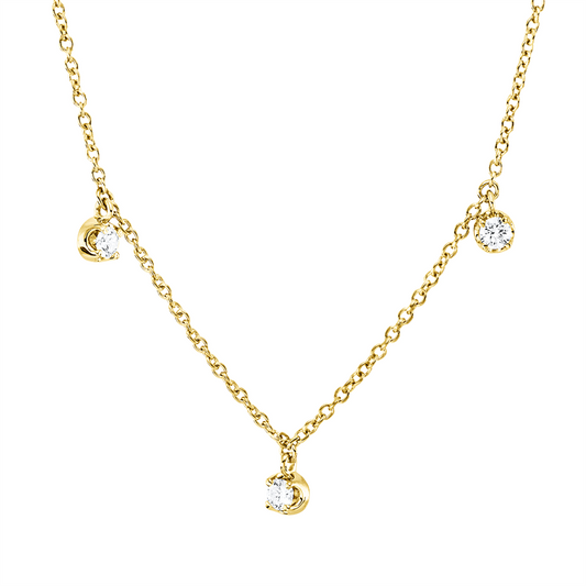 Collier 18 kt GG, mit ZÖ 40 cm, 42,5cm, 7 Brill. 0,49 ct, TW-si