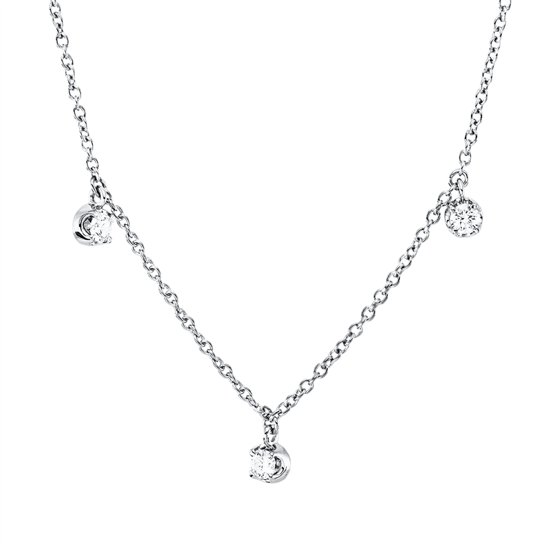 Collier 18 kt WG, mit ZÖ 40 cm, 42,5cm, 7 Brill. 0,49 ct, TW-si