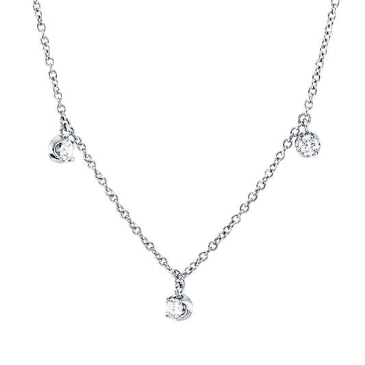 Collier 18 kt WG, mit ZÖ 40 cm, 42,5cm, 7 Brill. 0,49 ct, TW-si