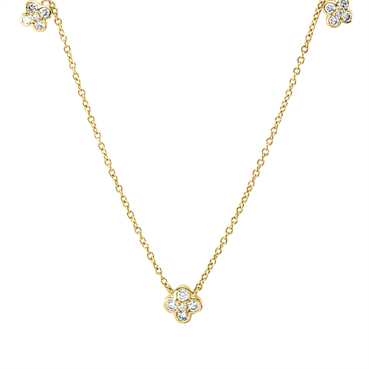 Collier 18 kt GG, mit ZÖ 40 cm, 42,5cm, 13 Brill. 0,33 ct, TW-si, 2 Dia. 0,01 ct, TW-si