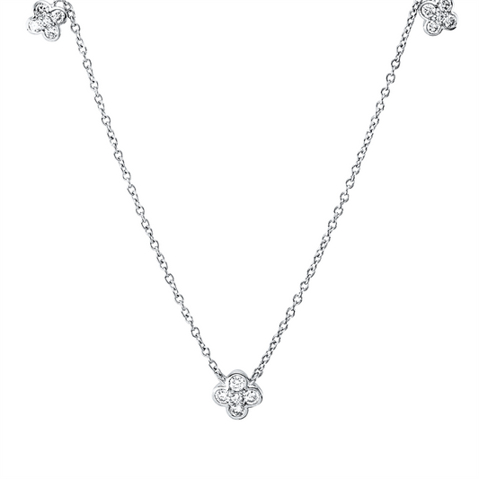 Collier 18 kt WG, mit ZÖ 40 cm, 42,5cm, 13 Brill. 0,33 ct, TW-si, 2 Dia. 0,01 ct, TW-si