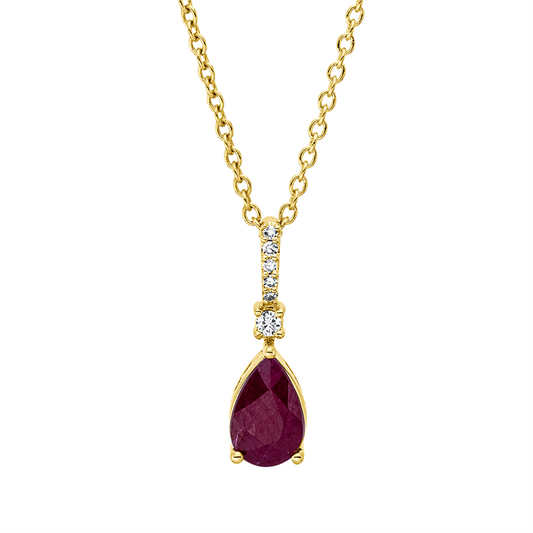 Collier 18 kt GG, mit ZÖ 40 cm, 42,5cm, 1 Brill. 0,01 ct, TW-si, 5 Dia. 0,02 ct, TW-si, 1 Rubin 0,53 ct rot