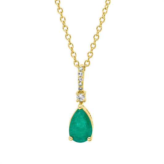 Collier 18 kt GG, mit ZÖ 40 cm, 42,5cm, 1 Brill. 0,01 ct, TW-si, 5 Dia. 0,02 ct, TW-si, 1 Smaragd 0,42 ct grün