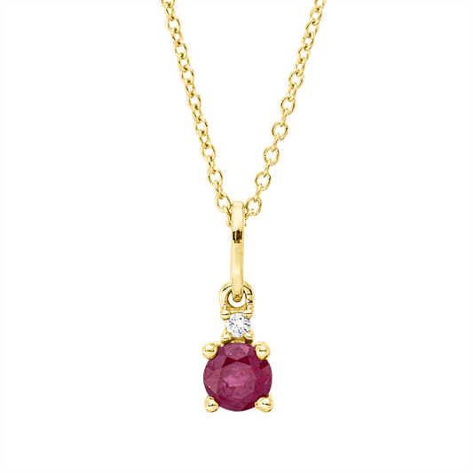 Collier 18 kt GG, mit ZÖ 40 cm, 42,5cm, 1 Brill. 0,02 ct, TW-si, 1 Rubin 0,42 ct rot