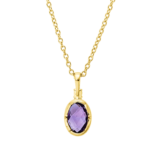 Collier 18 kt GG, mit ZÖ 40 cm, 42,5cm, 1 Brill. 0,02 ct, TW-si, 1 Amethyst 0,47 ct lila