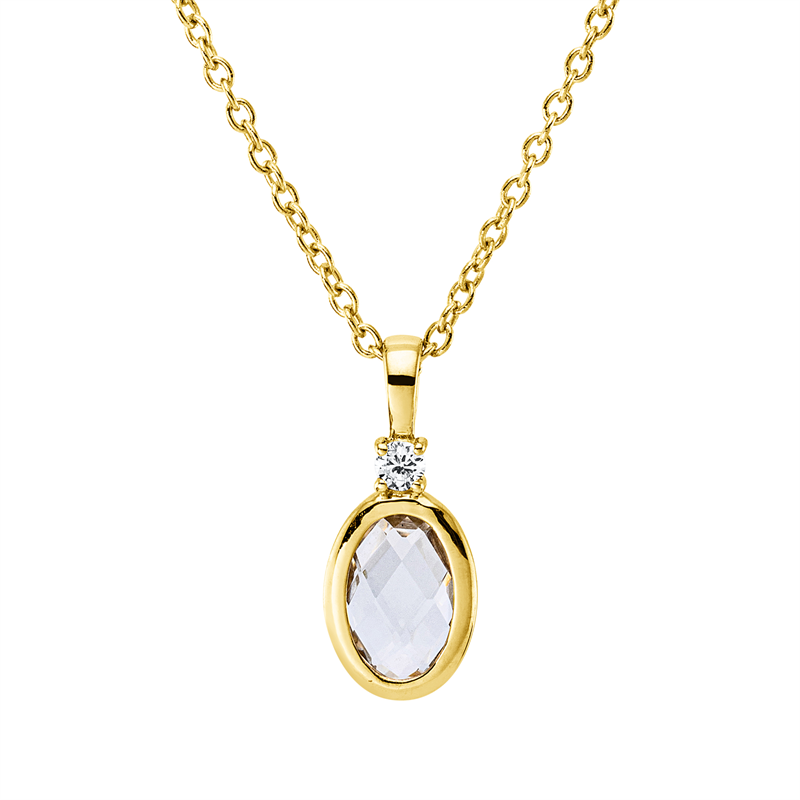 Collier 18 kt GG, mit ZÖ 40 cm, 42,5cm, 1 Brill. 0,02 ct, TW-si, 1 Amethyst 0,44 ct grün