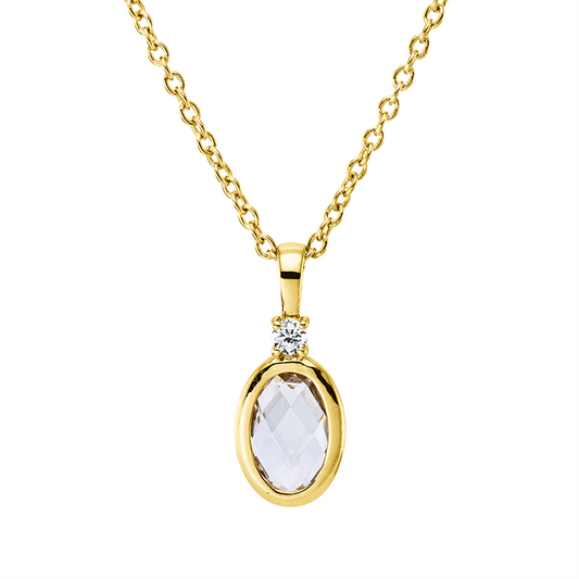 Collier 18 kt GG, mit ZÖ 40 cm, 42,5cm, 1 Brill. 0,02 ct, TW-si, 1 Amethyst 0,44 ct grün