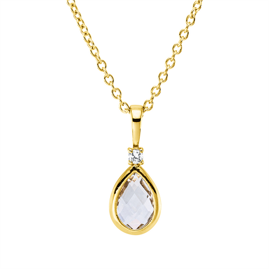 Collier 18 kt GG, mit ZÖ 40 cm, 42,5cm, 1 Brill. 0,02 ct, TW-si, 1 Amethyst 0,40 ct grün