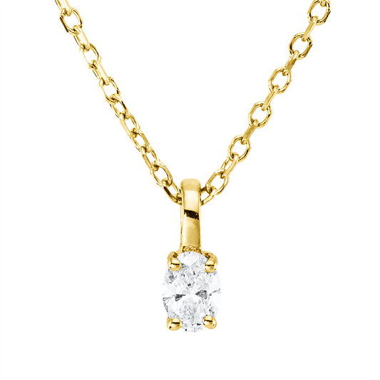 Collier 18 kt GG, mit ZÖ 43 cm, 1 Oval 0,11 ct, TW-si