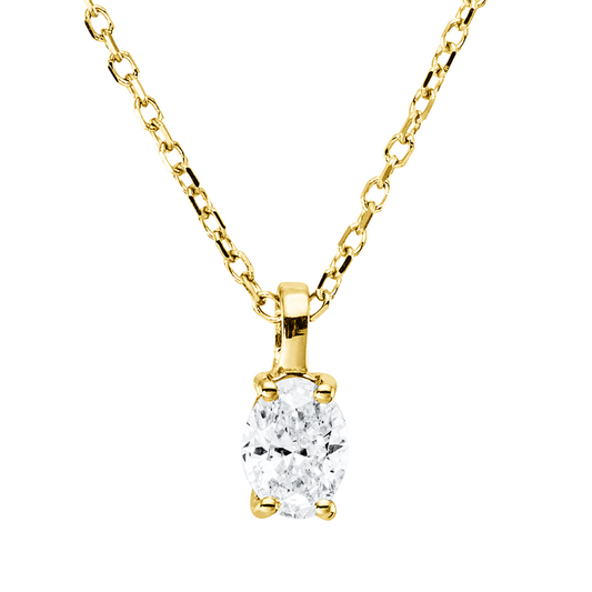 Collier 18 kt GG, mit ZÖ 43 cm, 1 Oval 0,26 ct, TW-si