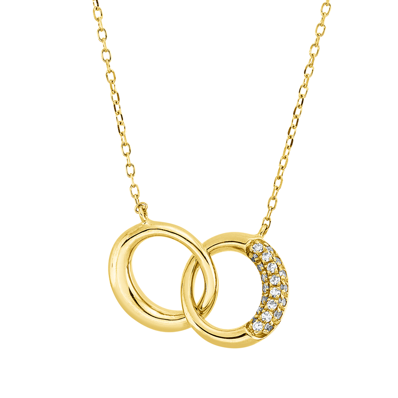 Collier 18 kt GG, mit ZÖ 43 cm, 22 Dia. 0,05 ct, TW-si