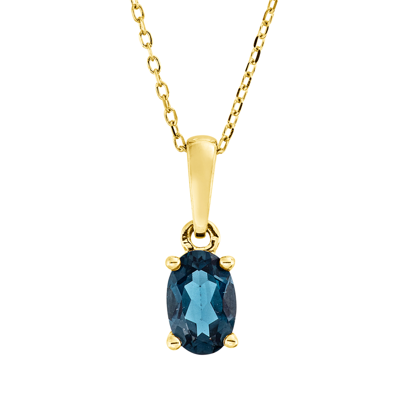 Collier 18 kt GG, mit ZÖ 43 cm, 1 Topas 0,56 ct Lond. blue