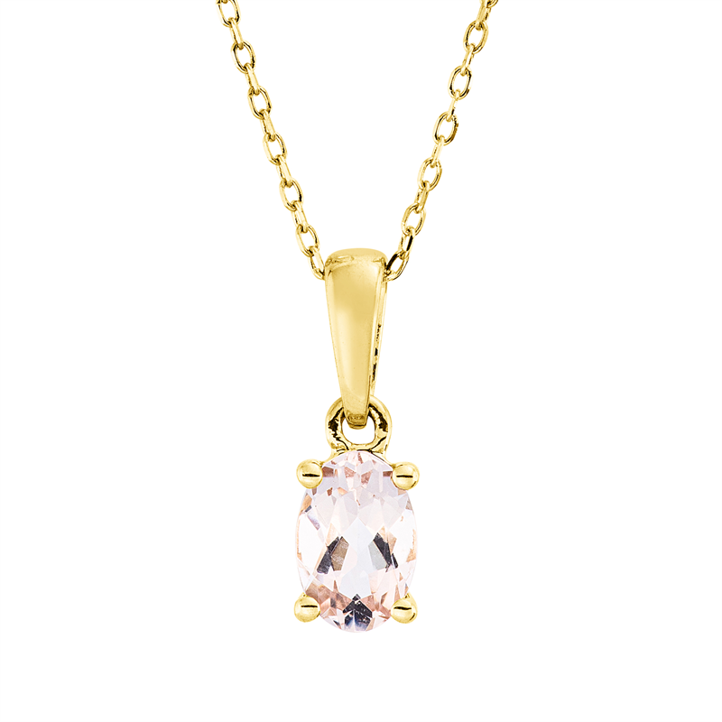 Collier 18 kt GG, mit ZÖ 43 cm, 1 Morganit 0,41 ct rosa