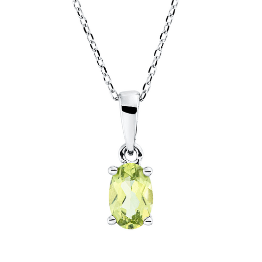 Collier 18 kt WG, mit ZÖ 43 cm, 1 Peridot 0,48 ct grün