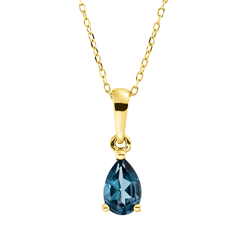 Collier 18 kt GG, mit ZÖ 43 cm, 1 Topas 0,43 ct Lond. blue