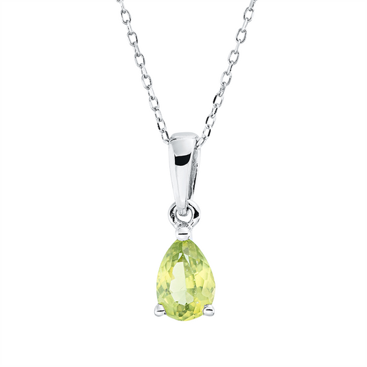 Collier 18 kt WG, mit ZÖ 43 cm, 1 Peridot 0,39 ct grün