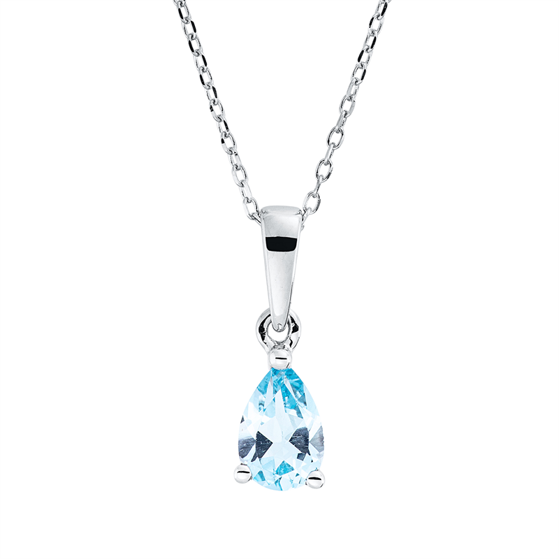 Collier 18 kt WG, mit ZÖ 43 cm, 1 Topas 0,45 ct sky blue