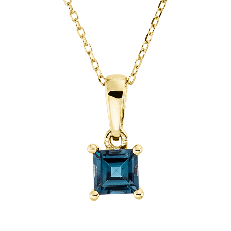 Collier 18 kt GG, mit ZÖ 43 cm, 1 Topas 0,42 ct Lond. blue
