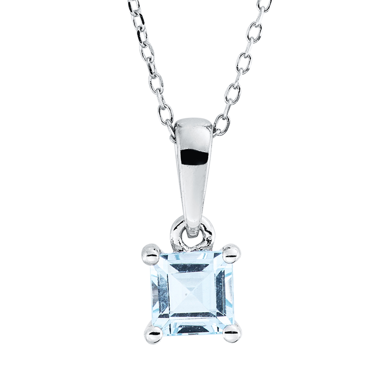 Collier 18 kt WG, mit ZÖ 43 cm, 1 Topas 0,47 ct sky blue