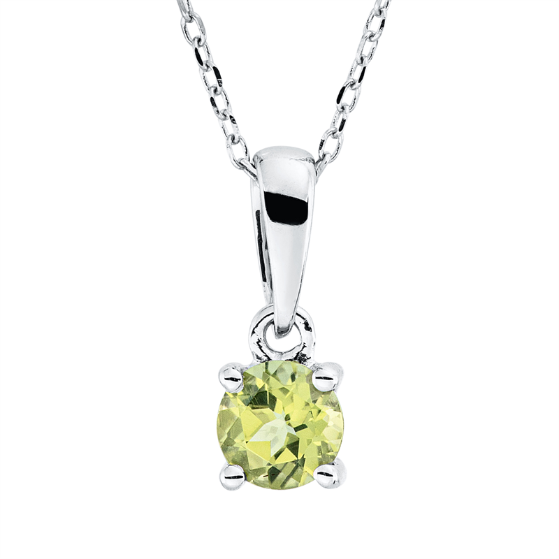 Collier 18 kt WG, mit ZÖ 43 cm, 1 Peridot 0,29 ct grün