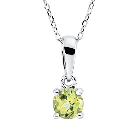 Collier 18 kt WG, mit ZÖ 43 cm, 1 Peridot 0,29 ct grün
