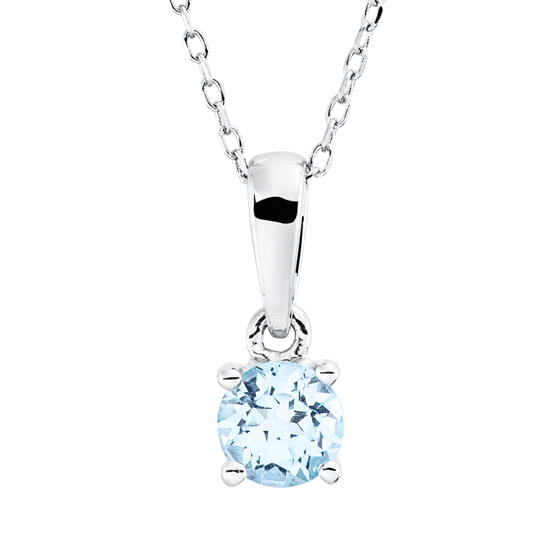 Collier 18 kt WG, mit ZÖ 43 cm, 1 Topas 0,31 ct sky blue