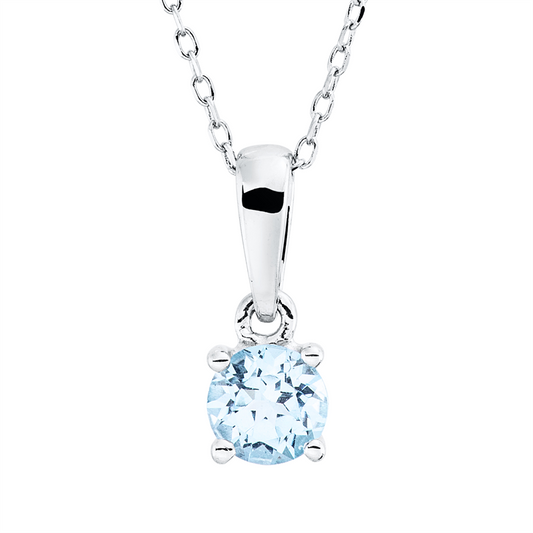 Collier 18 kt WG, mit ZÖ 43 cm, 1 Topas 0,31 ct sky blue