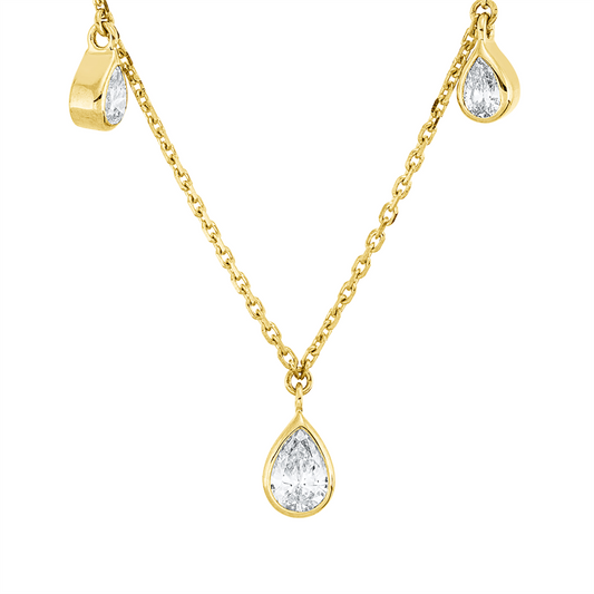 Collier 18 kt GG, 7 Tropfen 1,00 ct, TW-si